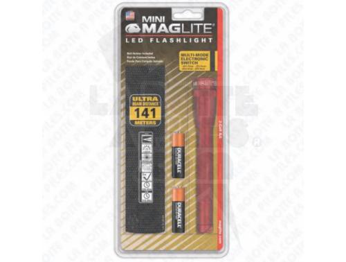 MINI MAG-LED 2 AA ROUGE ( EN BLISTER AVEC ÉTUI NYLON NOIR )