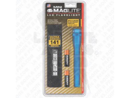 MINI MAG 2AA LED-BLEUE ( EN BLISTER AVEC ÉTUI NYLON NOIR )