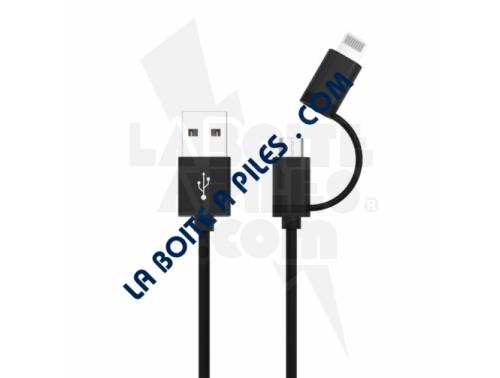 CÂBLE DE CHARGEMENT ET DE DONNEES USB 2IN1 MICRO / LIGHTNING 120 C