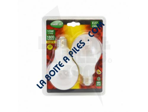 AMPOULE LED E27 15W 3000°K BLISTER X2