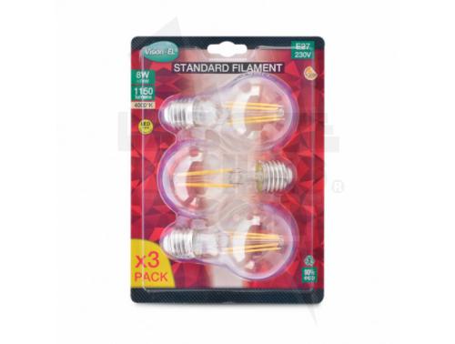 AMPOULE LED E27 BULB FILAMENT 8W 4000K BLISTER X 3