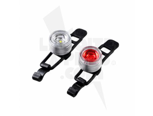 ECLAIRAGE VELO PILE AV+AR OPTIMIZ 1 LED 2 FONCTIONS ARGENT ALU (FIX.AV CINTRE / AR TIGE DE SELLE)