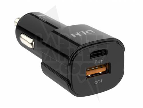 DLH ADAPTATEUR D'ALIMENTATION POUR VOITURE - USB TYPE A, USB-C - 38 WATT