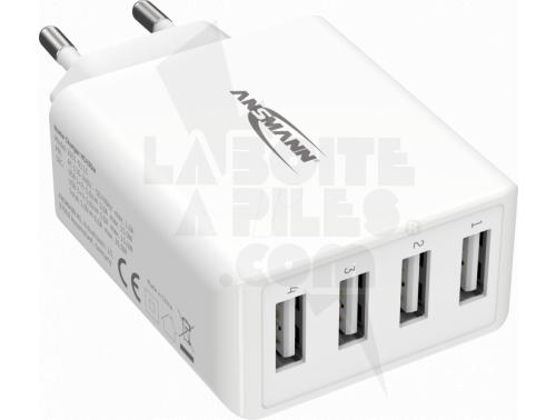 CHARGEUR USB HOMECHARGER HC430, 5V 30W 3000MAH 4 PORTS