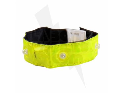 BRASSARD SECURITE REFLECHISSANT LUMINEUX LEDS JAUNE FLUO