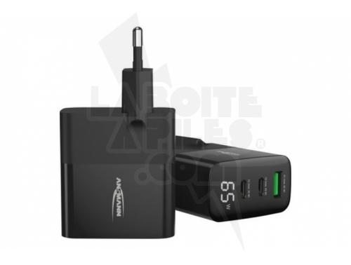 CHARGEUR SECTEUR 1 PORT USB TYPE-A QC + 2 PORTS USB TYPE-C PD 65 W