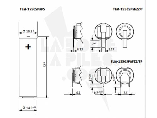 PILE TADIRAN TLM-1550SPM/T – 4,0V 950MAH